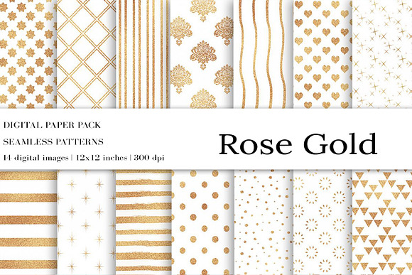 Rose Gold Digital Paper in Patterns - product preview 3