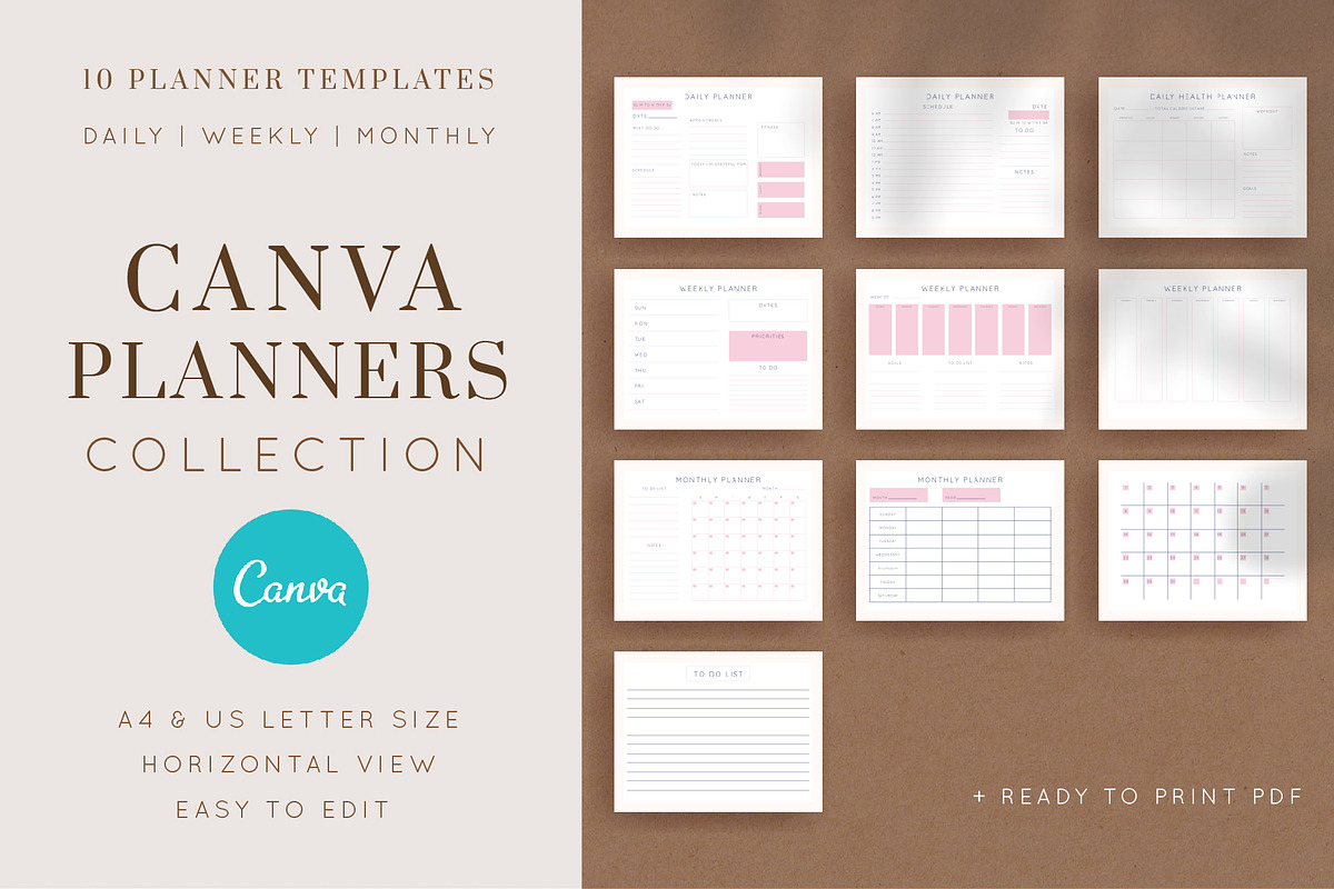 Editable CANVA PLANNERS Collection in Stationery Templates - product preview 8