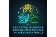 Follow-up emails neon light icon