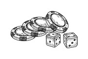 Casino dice and chips sketch