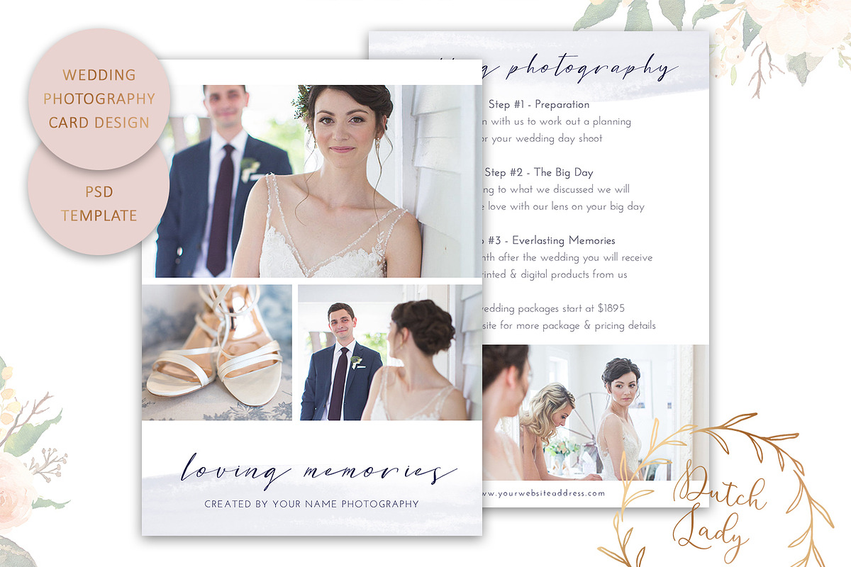PSD Wedding Photo Card Template #9 in Card Templates - product preview 8