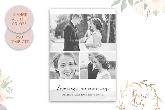 PSD Wedding Photo Card Template #9 in Card Templates - product preview 3