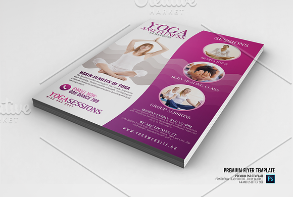 Yoga Class And Session Flyer in Flyer Templates - product preview 1