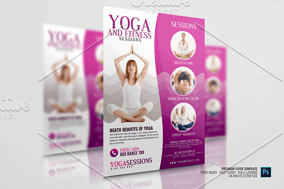 Yoga Class And Session Flyer in Flyer Templates - product preview 2