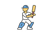 Cricket player color icon