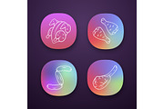 Butchers meat app icons set