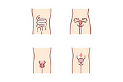 Ill human organs color icons set