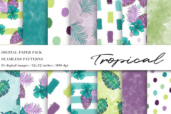 Tropical Background Digital Paper in Patterns - product preview 3