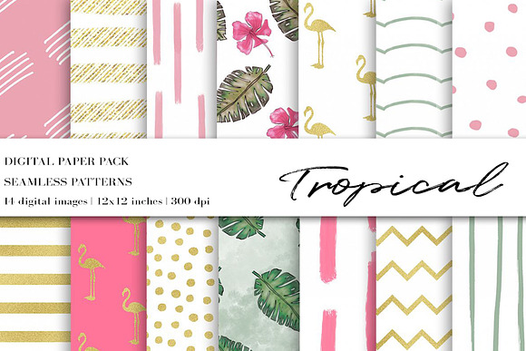Tropical Summer Digital Papers in Textures - product preview 3
