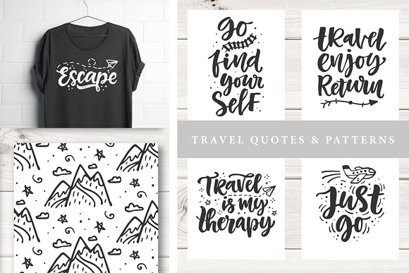 Travel Hand Drawn Quotes & Patterns in Graphics - product preview 10