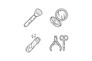 Skin care accessories icons set