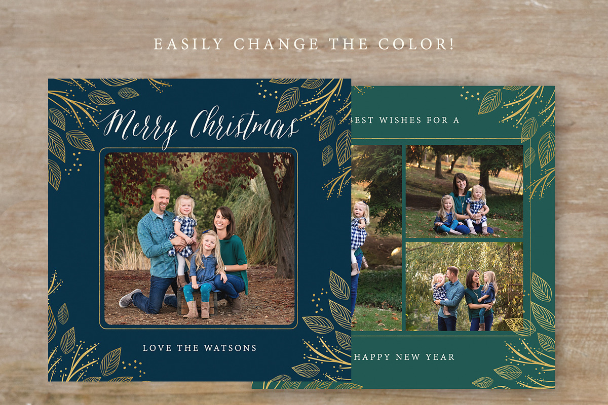 Gold Christmas Card Template 5x5 in Card Templates - product preview 8