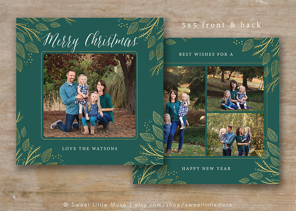Gold Christmas Card Template 5x5 in Card Templates - product preview 1