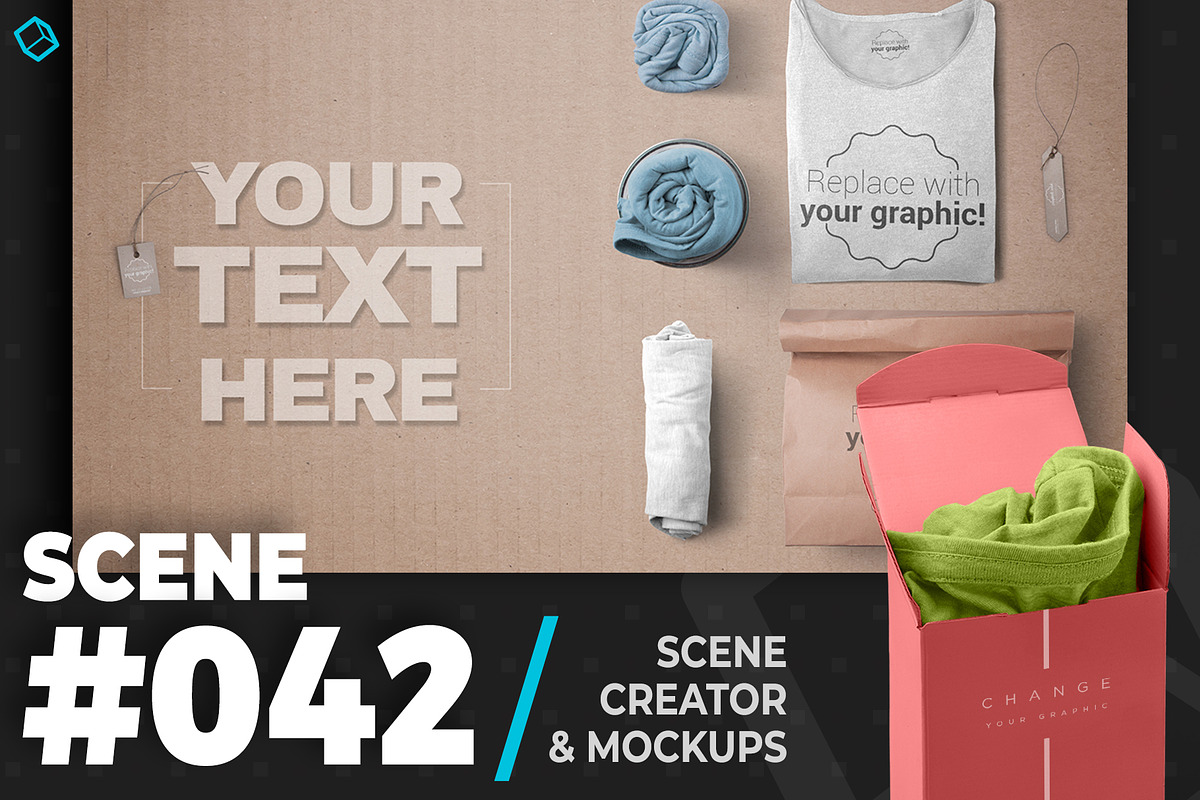 Rolled T-shirts On Cardboard Mockup in Scene Creator Mockups - product preview 8