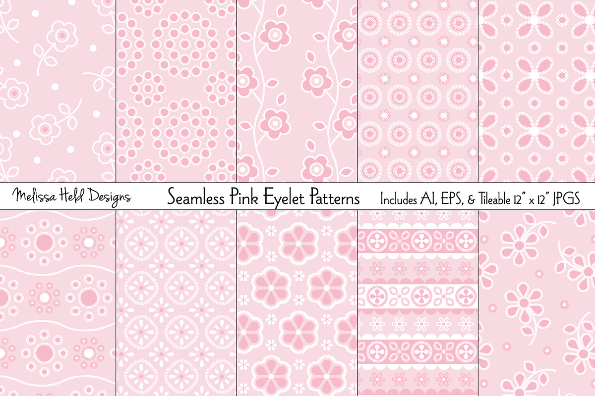 Seamless Pink Eyelet Patterns in Patterns - product preview 8