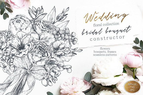 Vector wedding floral collection in Illustrations - product preview 11