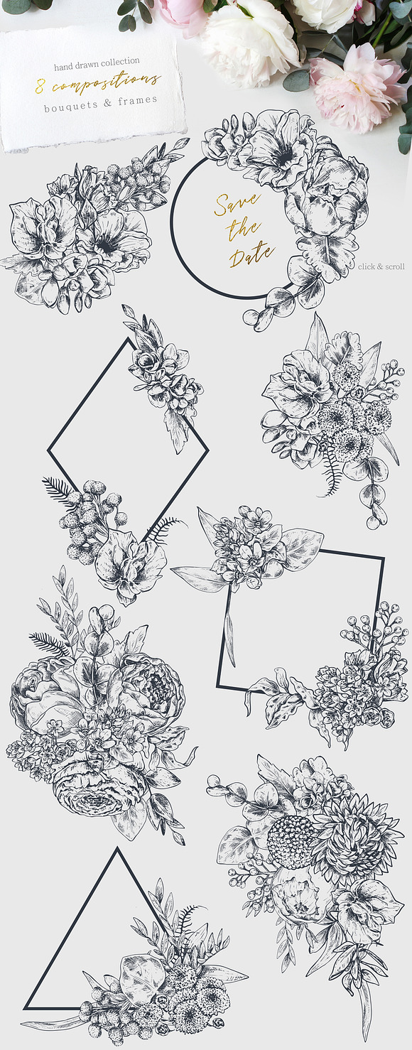 Vector wedding floral collection in Illustrations - product preview 14