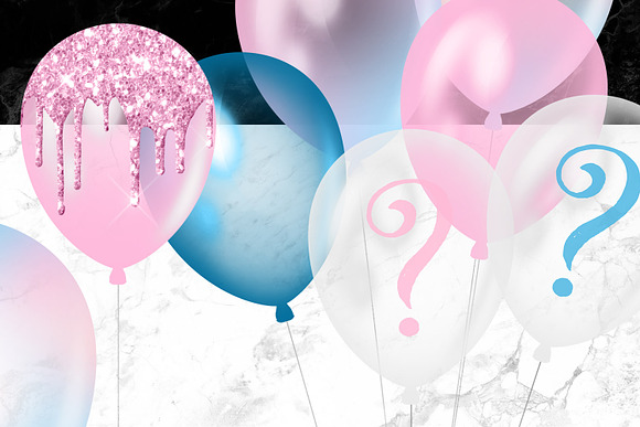 Gender Reveal Balloons Clipart in Illustrations - product preview 1