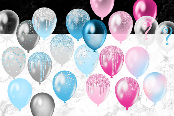 Gender Reveal Balloons Clipart in Illustrations - product preview 3