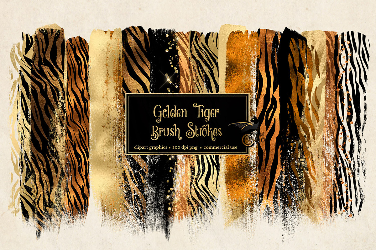 Golden Tiger Brush Strokes in Objects - product preview 8