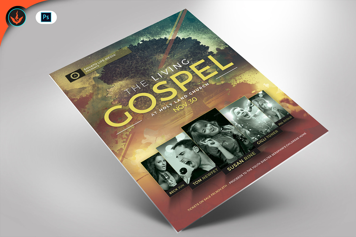 Gospel Concert Flyer Template in Flyer Templates - product preview 8
