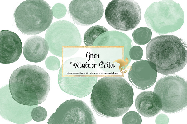 Green Watercolor Circles Clipart