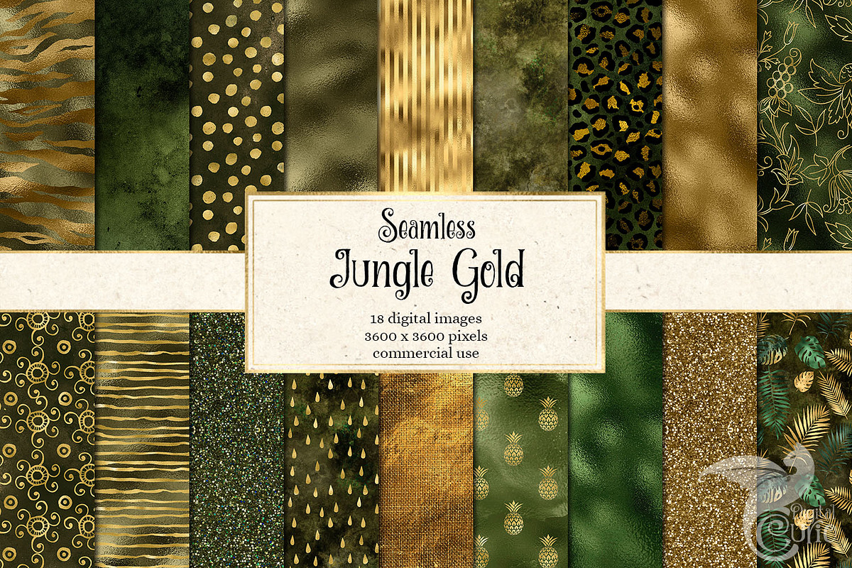 Jungle Gold Digital Paper in Textures - product preview 8