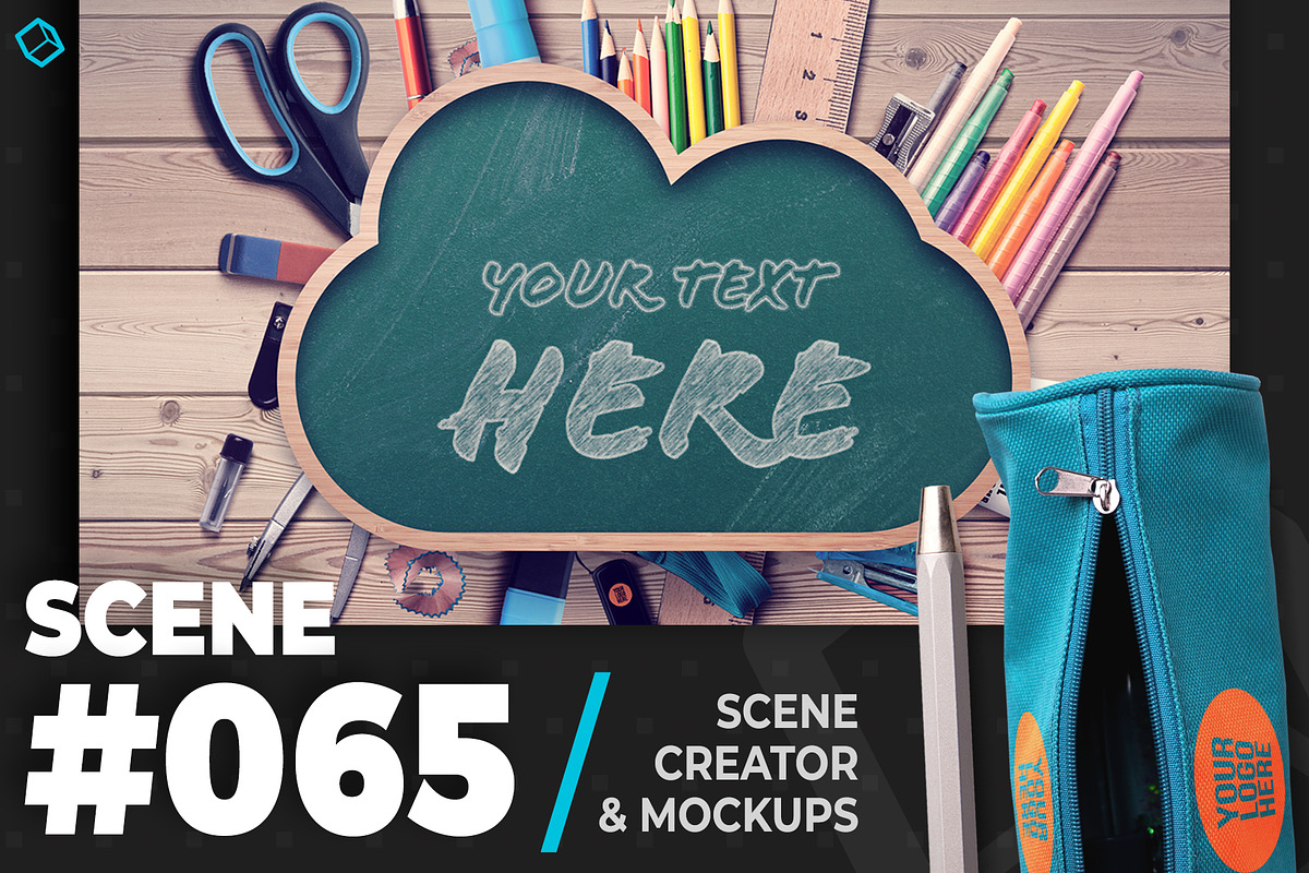 Back To School Chalkboard Cloud in Scene Creator Mockups - product preview 8