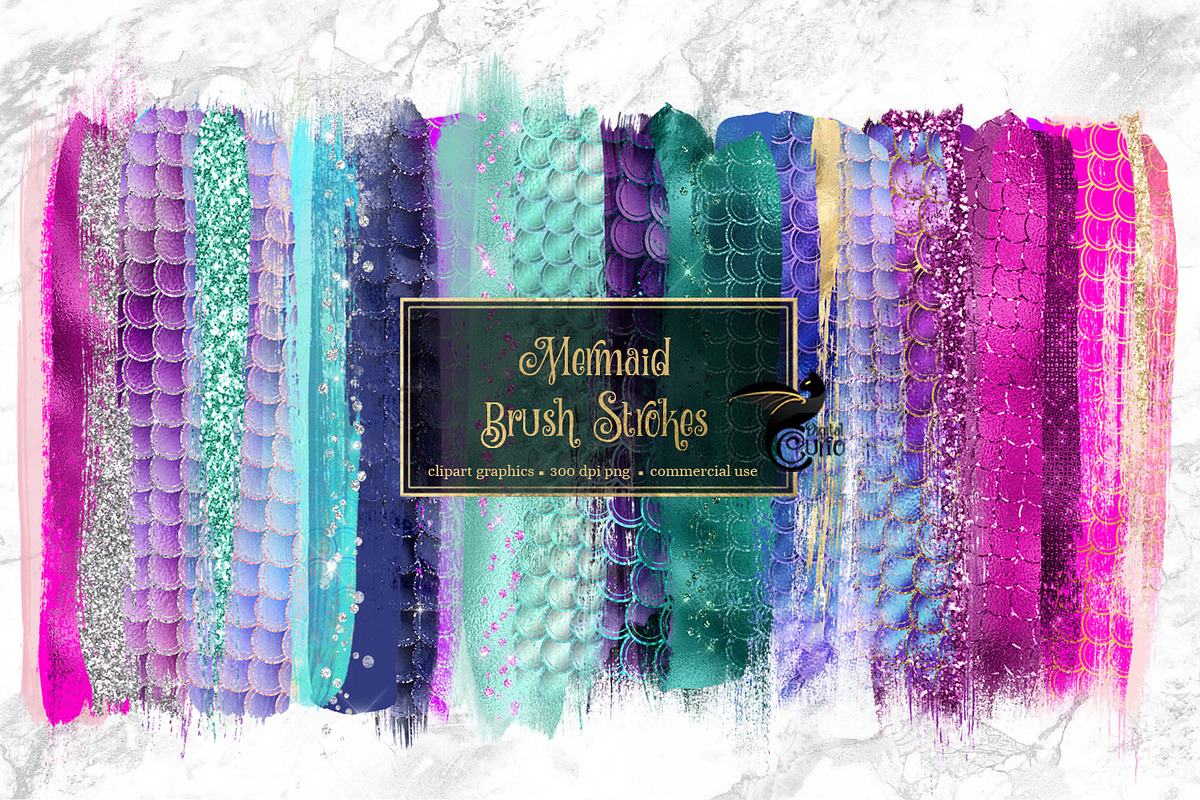 Mermaid Brush Strokes Clipart in Objects - product preview 8