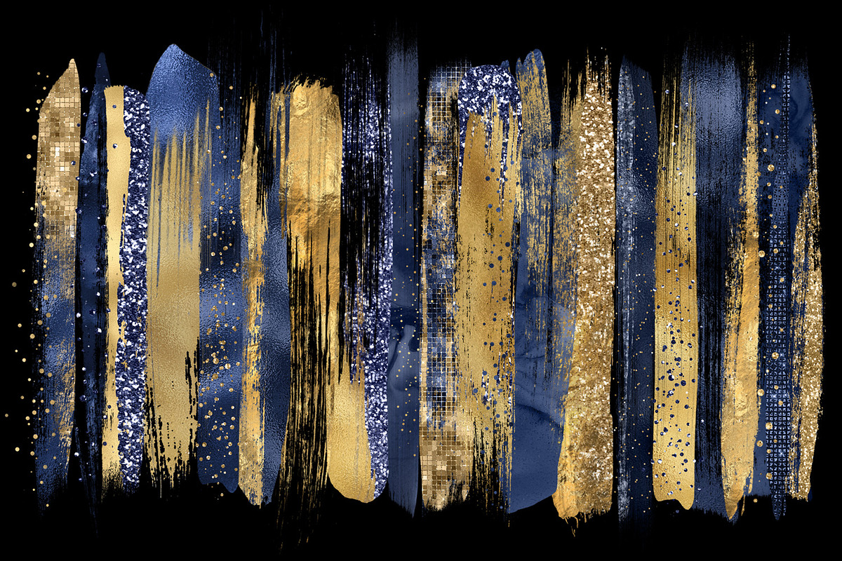 Navy & Gold Brush Strokes in Objects - product preview 8
