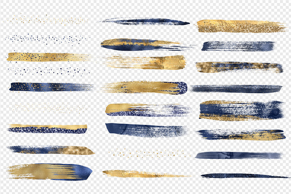 Navy & Gold Brush Strokes in Objects - product preview 1