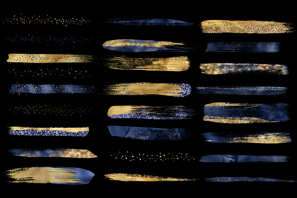 Navy & Gold Brush Strokes in Objects - product preview 2