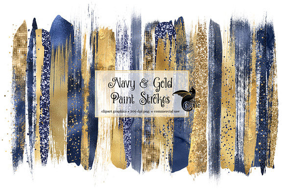 Navy & Gold Brush Strokes in Objects - product preview 3