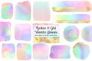 Rainbow & Gold Watercolor Elements