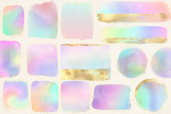 Rainbow & Gold Watercolor Elements in Illustrations - product preview 1