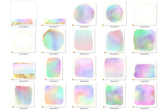 Rainbow & Gold Watercolor Elements in Illustrations - product preview 2