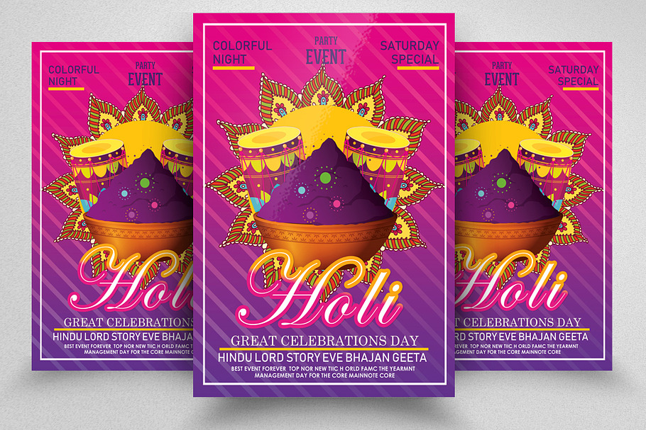 Holi Festival Flyer/Poster Template in Flyer Templates - product preview 8