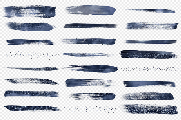 Navy Blue Brush Strokes Clipart in Objects - product preview 3