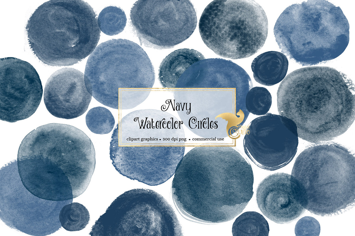 Navy Watercolor Circles in Illustrations - product preview 8