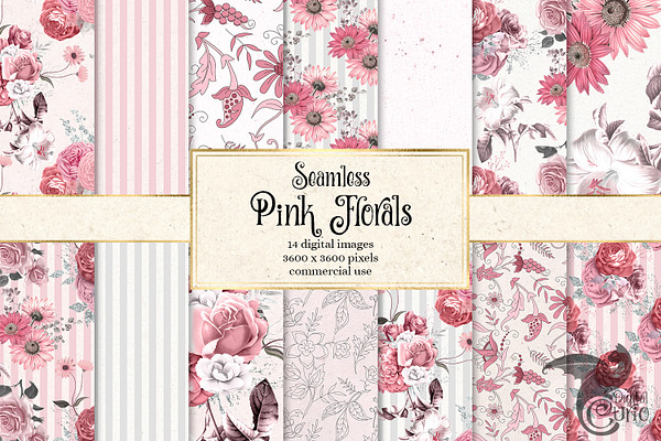 Pink Floral Digital Paper