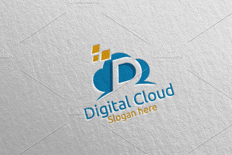 Digital Cloud Letter D Logo 76 in Logo Templates - product preview 8