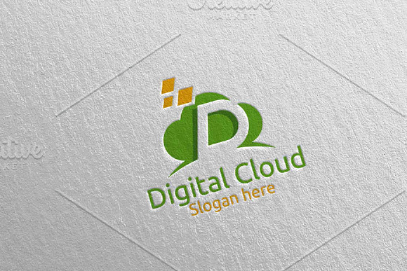 Digital Cloud Letter D Logo 76 in Logo Templates - product preview 1