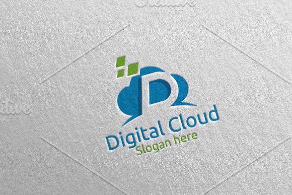 Digital Cloud Letter D Logo 76 in Logo Templates - product preview 2