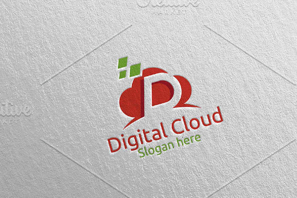 Digital Cloud Letter D Logo 76 in Logo Templates - product preview 3