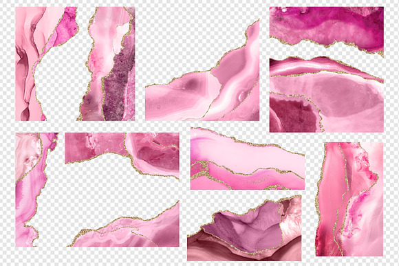 Pink & Gold Agate Borders in Textures - product preview 3