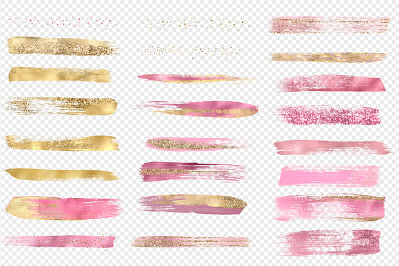Pink and Gold Brush Strokes Clipart in Illustrations - product preview 2