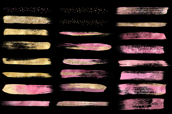 Pink and Gold Brush Strokes Clipart in Illustrations - product preview 3
