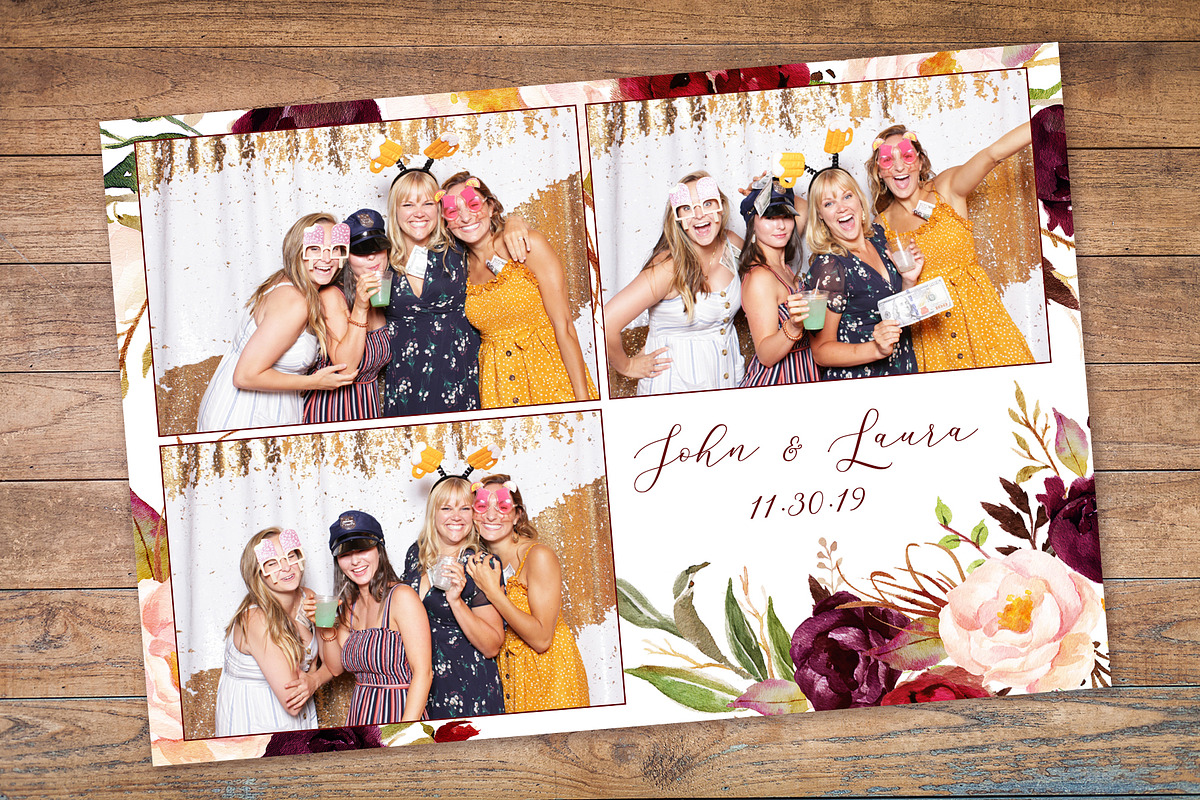 Burgundy Floral Photo Booth Template in Templates - product preview 8