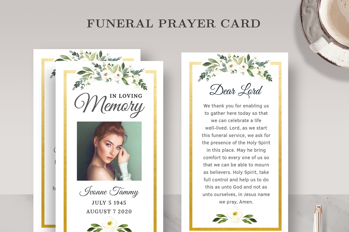 Funeral/ Memorial Prayer Card PC002 in Card Templates - product preview 8