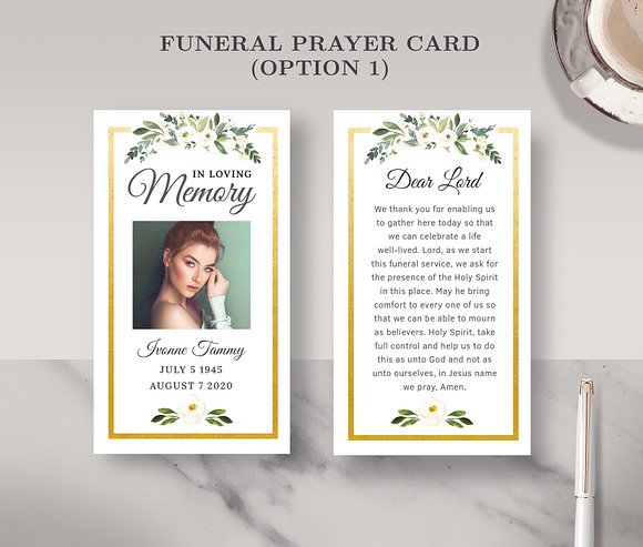 Funeral/ Memorial Prayer Card PC002 in Card Templates - product preview 2
